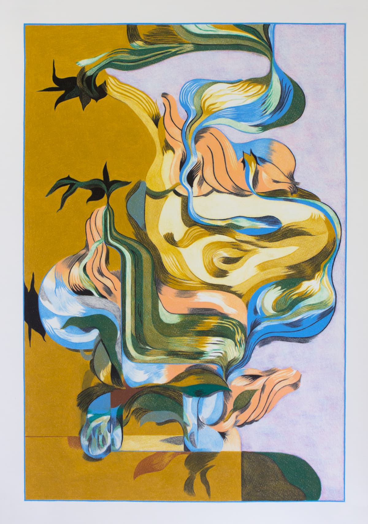 Atlantin rannalla| 70 x 100 cm| Wax pastel on paper| 2023