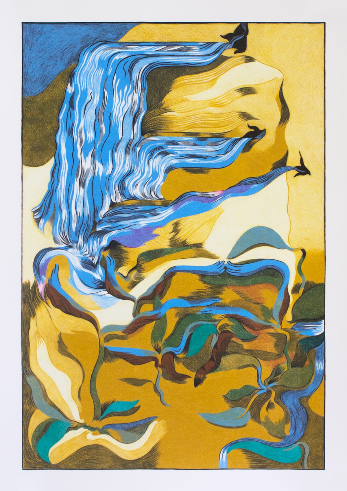 Kangastus II| 70 x 100 cm| Wax pastel on paper| 2023